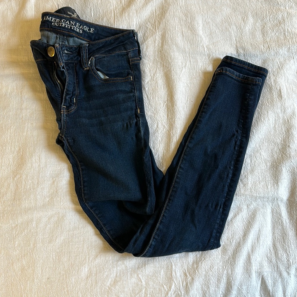 American Eagle super super stretch jeggings dark wash 2 long